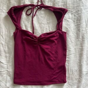 Garage Purple Ruched Tie Front Tank Top